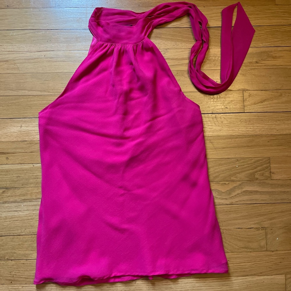 Express Pink Tie- Neck Sleeveless Blouse - Size Medium